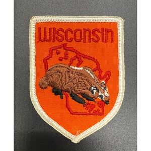 Vintage Wisconsin Souvenir Patch‎ – Badger State Embroidered Travel Badge